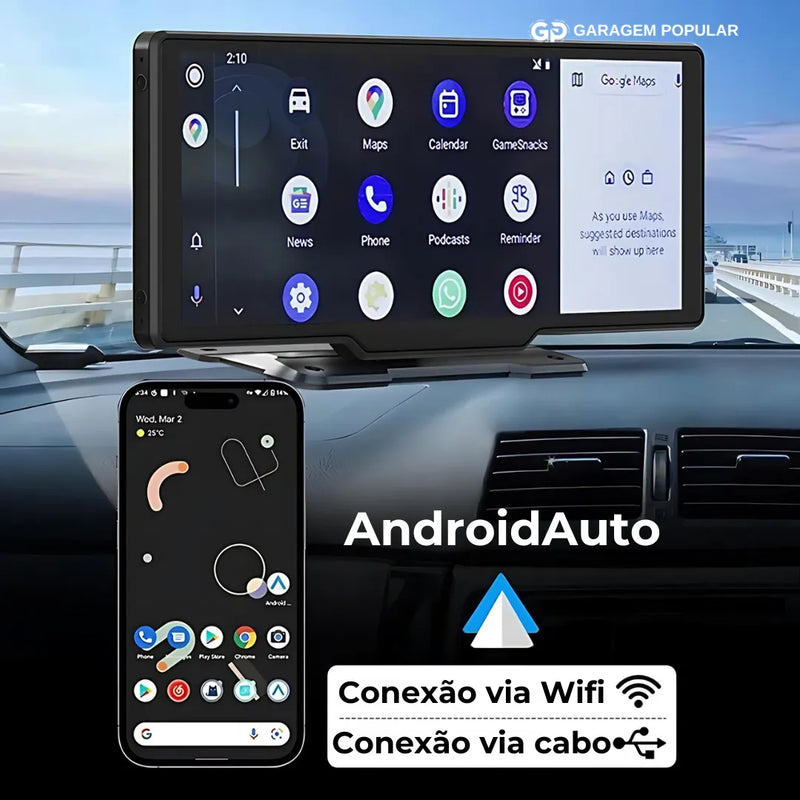 Tela Multimídia MaxTela Pro 2.0 com Car Play e Android Auto + Câmera de Ré