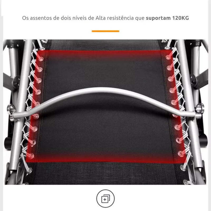 (QUEIMA DE ESTOQUE) Cadeira Dobrável Reclinável de Alta Resistencia (suporta até 150kg) + Almofada e Suporte de Brinde